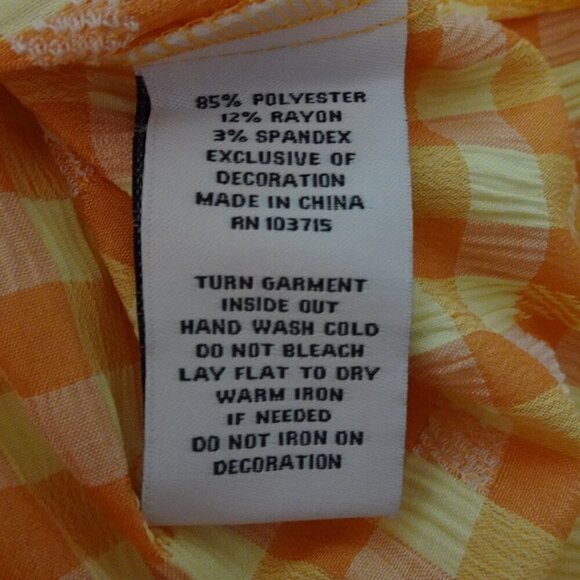 Nanette Lepore Gingham Check Dress Women's Size 4 Orange Yellow Cottagecore - Picture 8 of 8